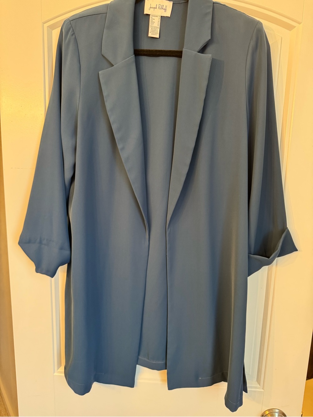 Relaxed Open Front long blazer - Blue